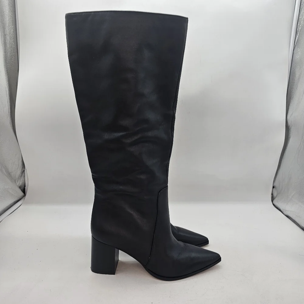 Vince Camuto Lumina Pointed Toe Knee High Boots Black Leather Size 9 - Picture 6 of 11